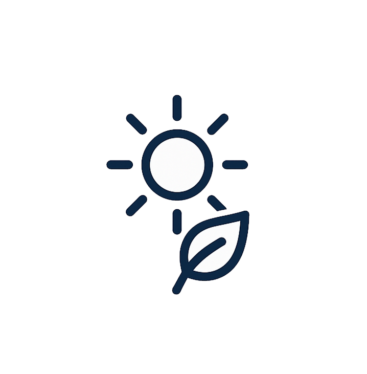Sun and roof icon for Energy Smart, Tennessee Builds.